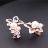 Crystal Pearl Flower Grape Stud Earrings