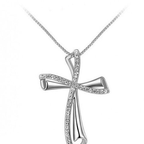 Crystal Christ Cross Pendants Necklace