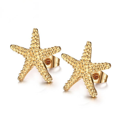 Elegant Gold Plated Starfish Stud Earrings