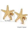 Elegant Gold Plated Starfish Stud Earrings