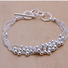 Multi Layer Silver Beads Toggle Bracelet