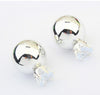 Crystal Two Ball Pearls Stud Earrings