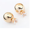 Crystal Two Ball Pearls Stud Earrings